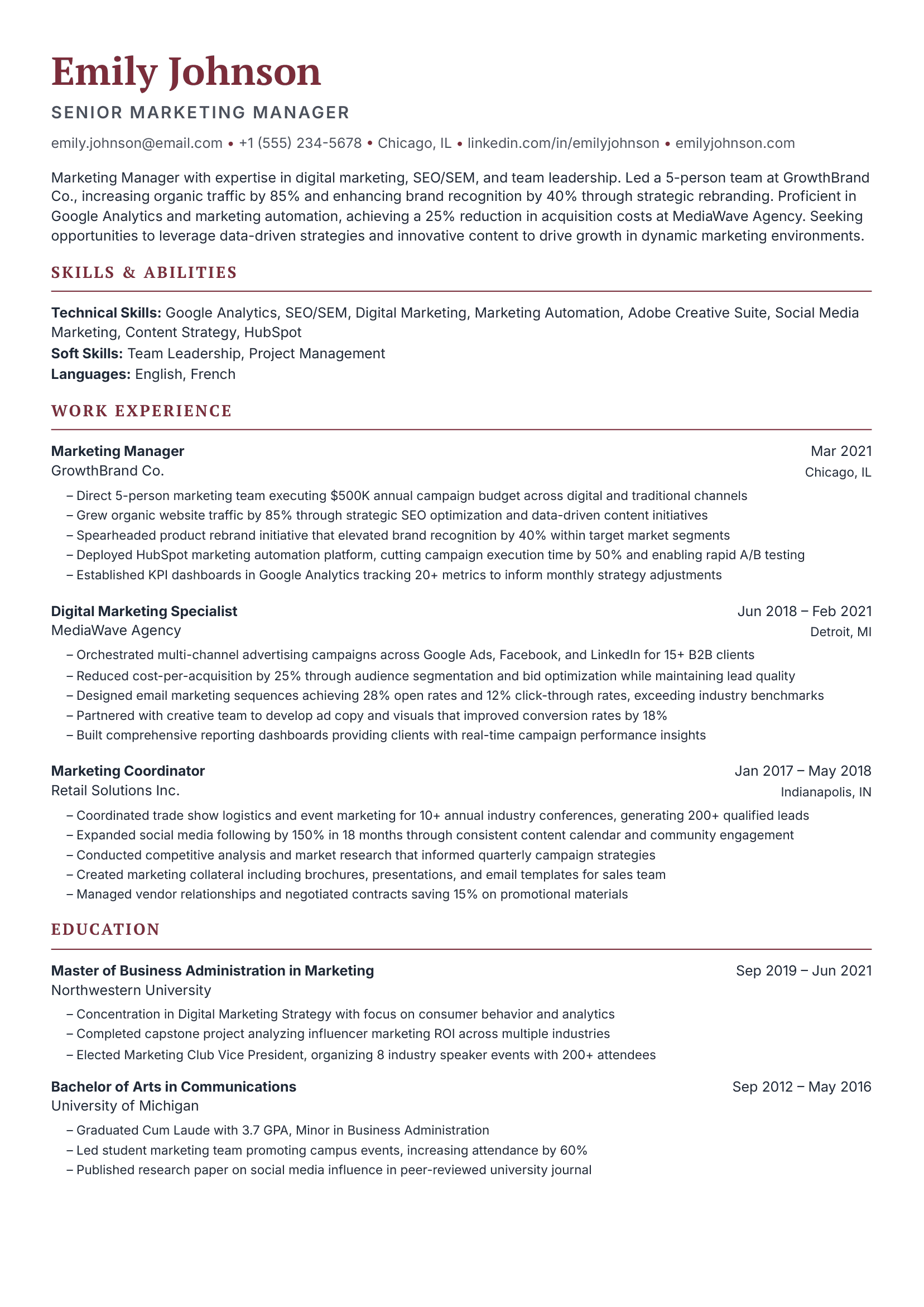 Resume template preview